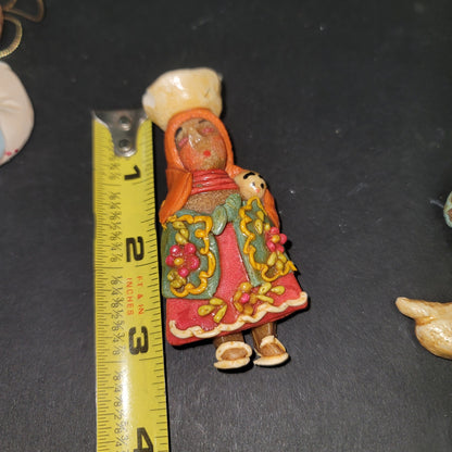 Vintage Handmade Salt Dough Christmas Ornament Peruvian Woman With Baby