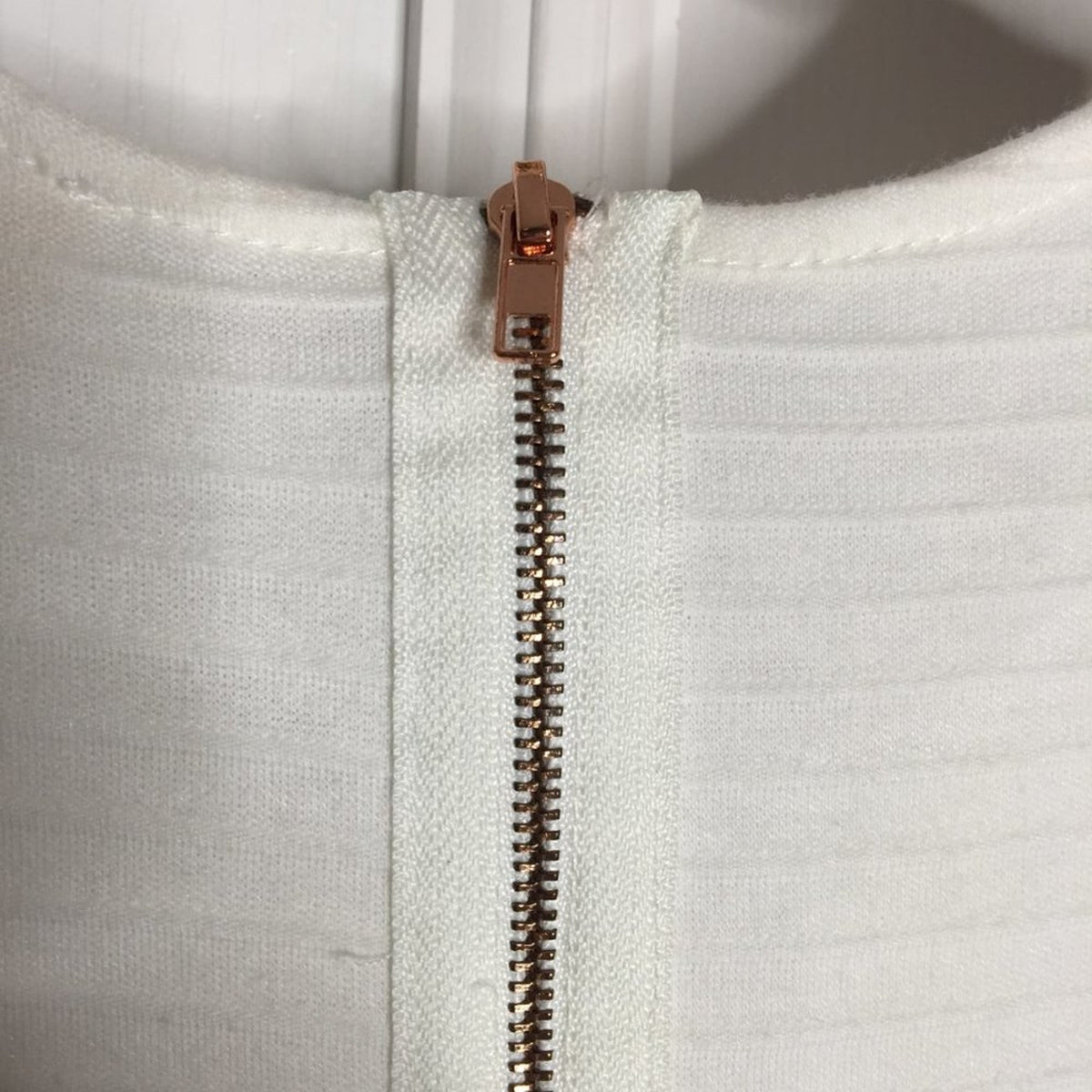 One Clothing White Summer Dress SMALL Back Zip Scoop Neck Striped Ivory LIGHT