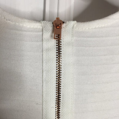 One Clothing White Summer Dress SMALL Back Zip Scoop Neck Striped Ivory LIGHT