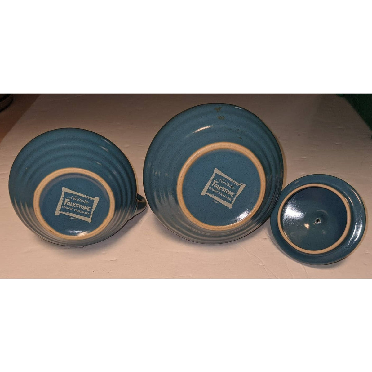 Folkstone Japanese Stoneware Yale Blue Cream and Sugar Set