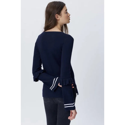 Rebecca Minkoff NWT Navy Cara Ruffle Bell Sleeve Sweater Size XS