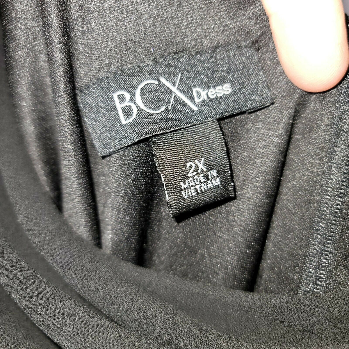 BCX Above The Knee Sheath Cocktail Dress Sleeveless scoop Neck Black Plus 2X