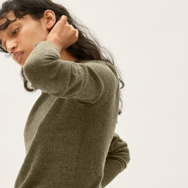 Everlane NWT Cashmere Crew Sweater Long Sleeve Green Loden Size XS