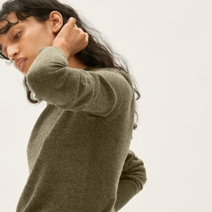 Everlane NWT Cashmere Crew Sweater Long Sleeve Green Loden Size XS