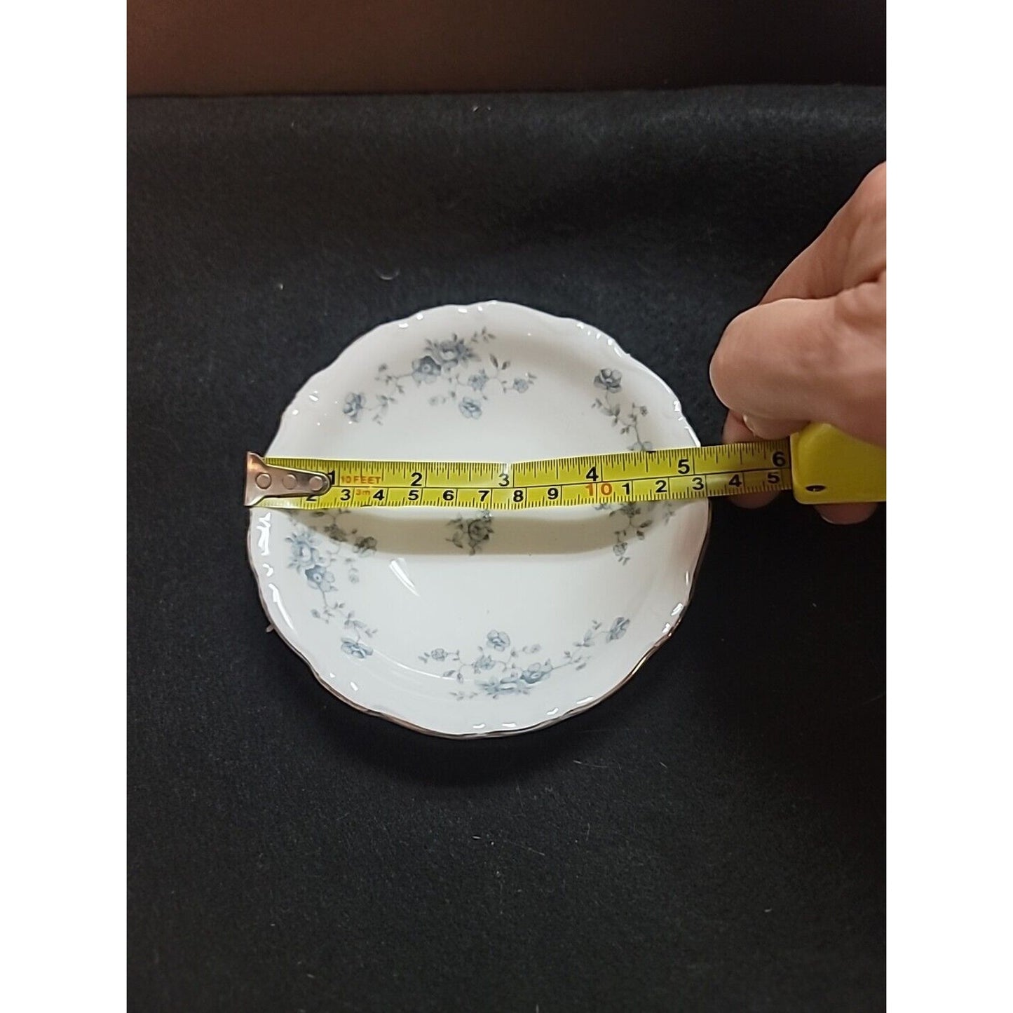 Johann Haviland Berry Bowl Blue Garland Traditions BAVARIA Germany Silver Rim