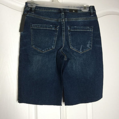 BlankNyc Green River Cutoffs Bermuda Shorts Raw Hem Denim Blue Size 26