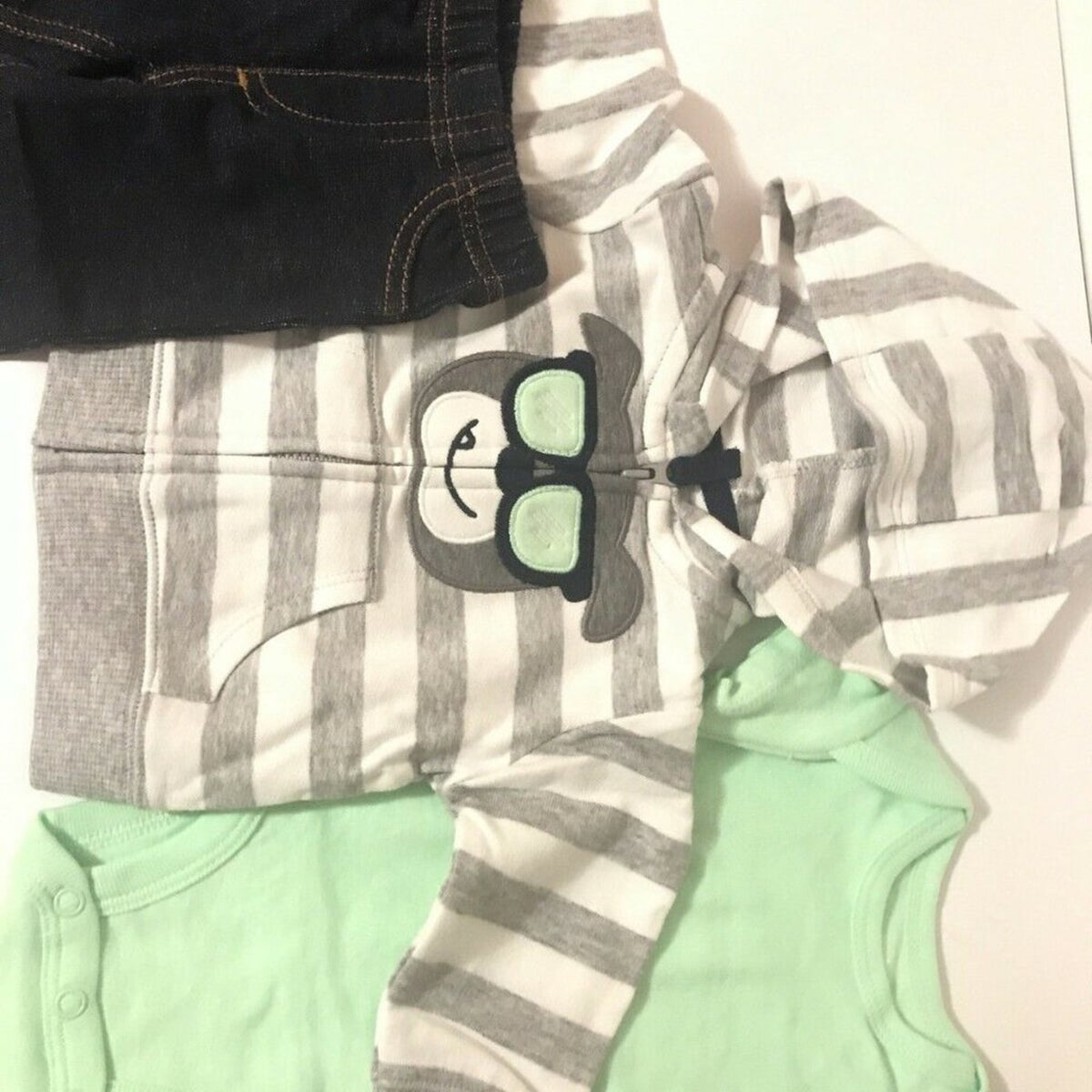 NWT Carters Baby Boy 3 Piece Set Jacket Newborn Pants One Piece Hoodie Mulitcolo