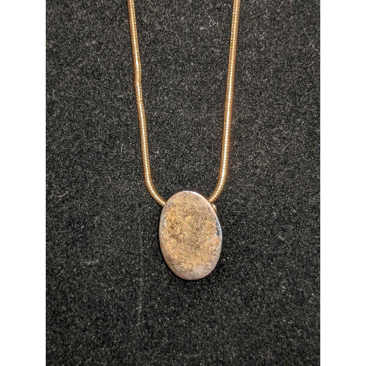 Vintage Golden Plate Oval Pendant Necklace Chain Minimalist