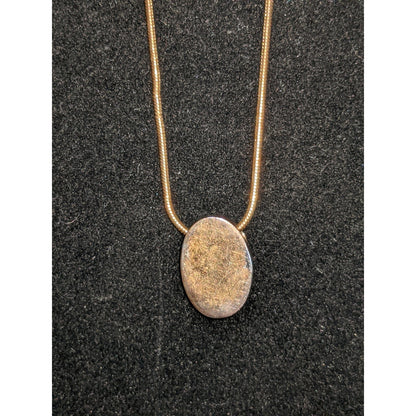 Vintage Golden Plate Oval Pendant Necklace Chain Minimalist