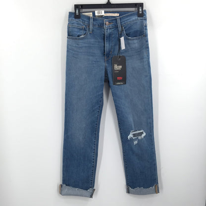 Levi's Premium 724 High Rise Straight Cropped Jeans Zip Fly Blue Size 27