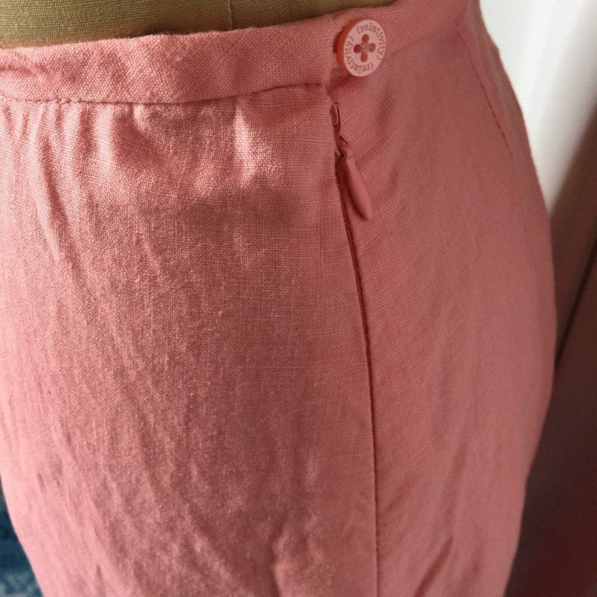 Relativity LINEN Casual Skirt Side Zip Solid Pink Size 14 Career Lined Maxi