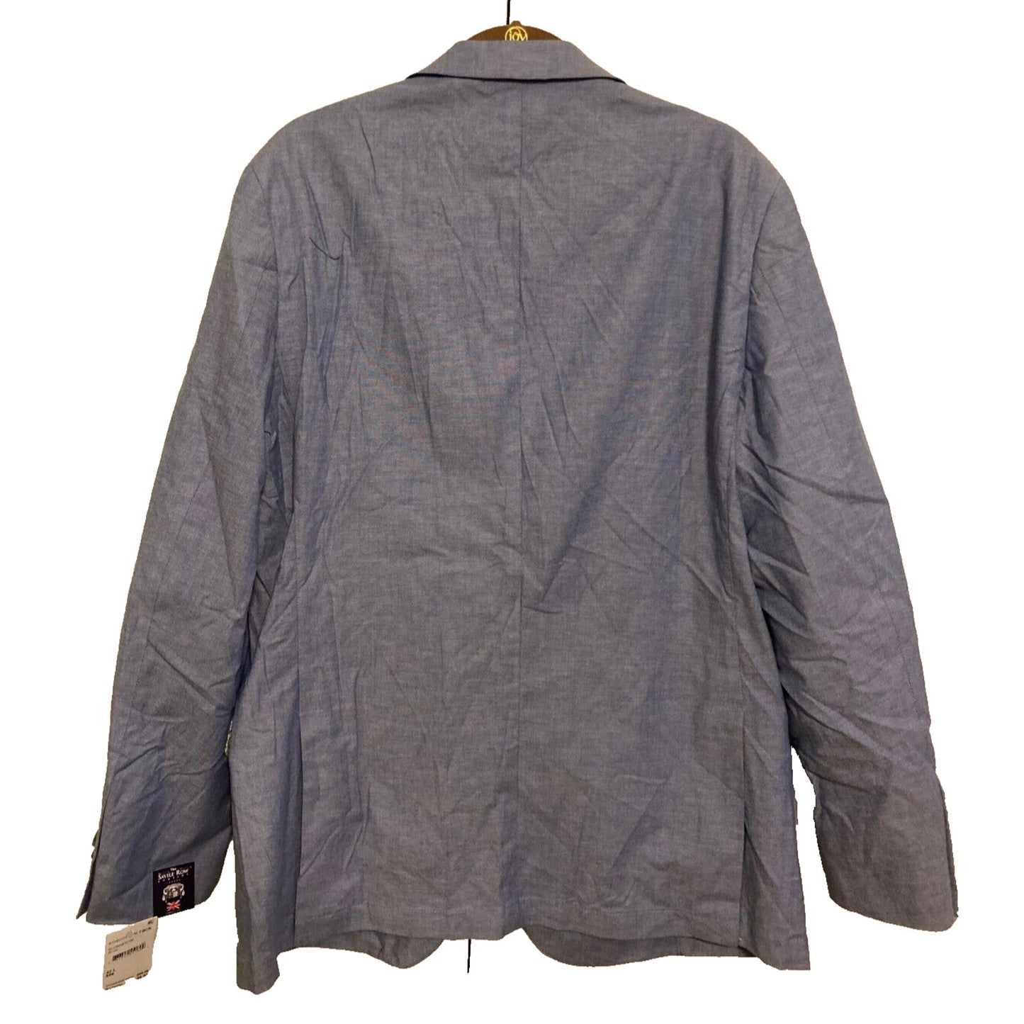 THE SAVILE ROW Sloane Chambray Cotton Brit Slim Suit Jacket Blazer 42L Blue NWT
