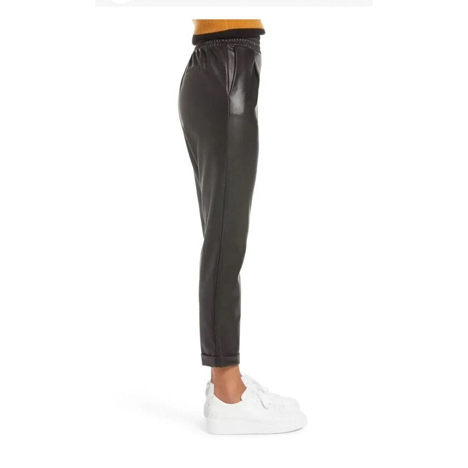 Halogen Atlantic Pacific Faux Leather Pull On Pants Sz Large in Black NWT