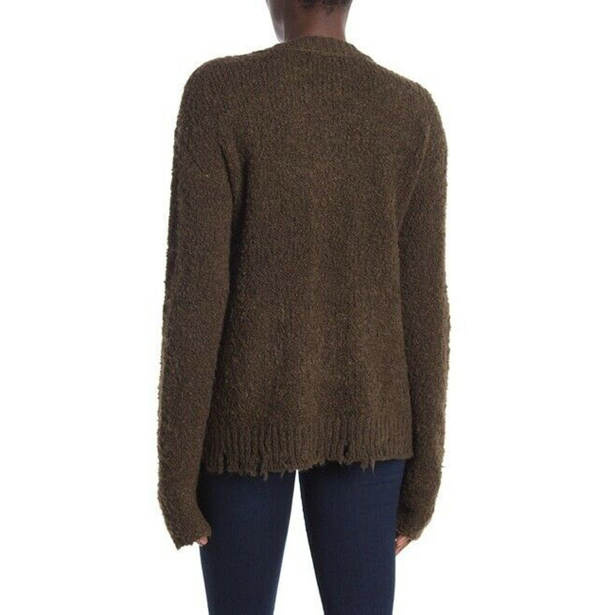 ATM Anthony Thomas Melillo Fuzzy Destroyed V-Neck Sweater Long Sleeve XSmall NWT