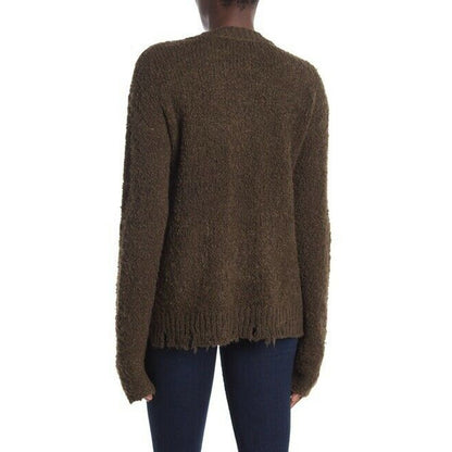 ATM Anthony Thomas Melillo Fuzzy Destroyed V-Neck Sweater Long Sleeve XSmall NWT