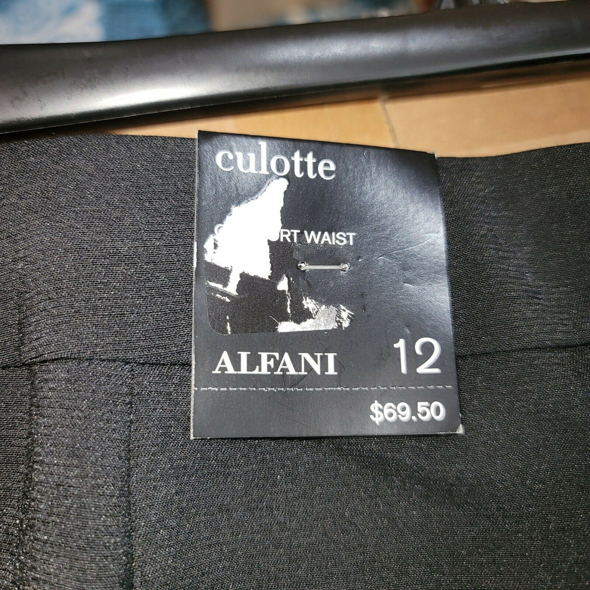 Alfani Cropped Wide Leg Culottes Pants High Rise Black Belted Zippered Size 12