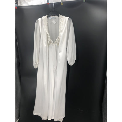 Etienne White Lace Puff Sleeve Rob Set Negligee Pajama Large Peignoir Honeymoon