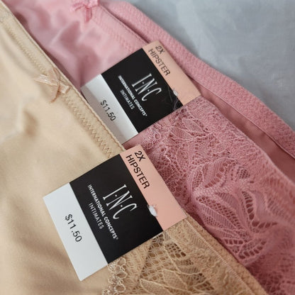 INC Plus Size 2X Lace Trim Sissy Hipster Underwear 2 Pack