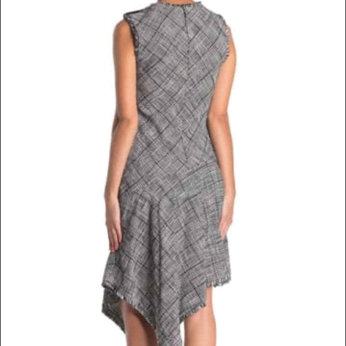 Taylor NEW Asymmetrical Stretch Plaid Print Dress Size 16