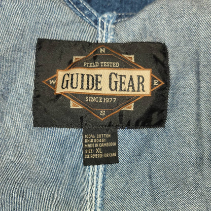 Guide Gear Vintage Coverall Overalls XL blue denim Brass button 30" Inseam