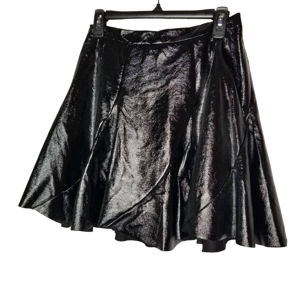 TopShop Black Idol Mini Flippy Skirt Faux Leather 6 Punk Rocker Circle Hardcore
