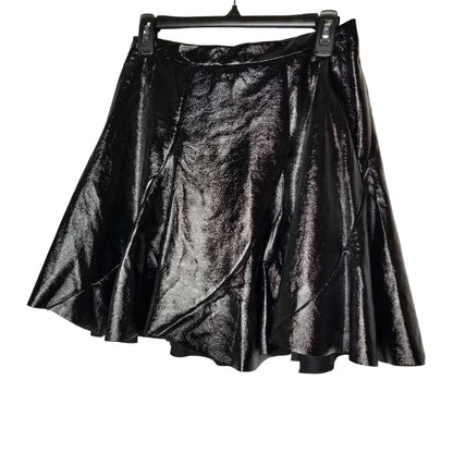 TopShop Black Idol Mini Flippy Skirt Faux Leather 6 Punk Rocker Circle Hardcore