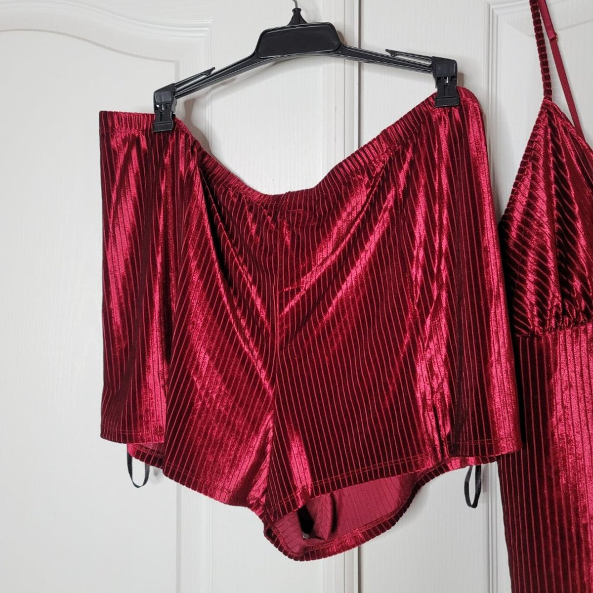 INC Ribbed Velvet Top Pajama Shorts Set Cherry Pie Size XXLarge