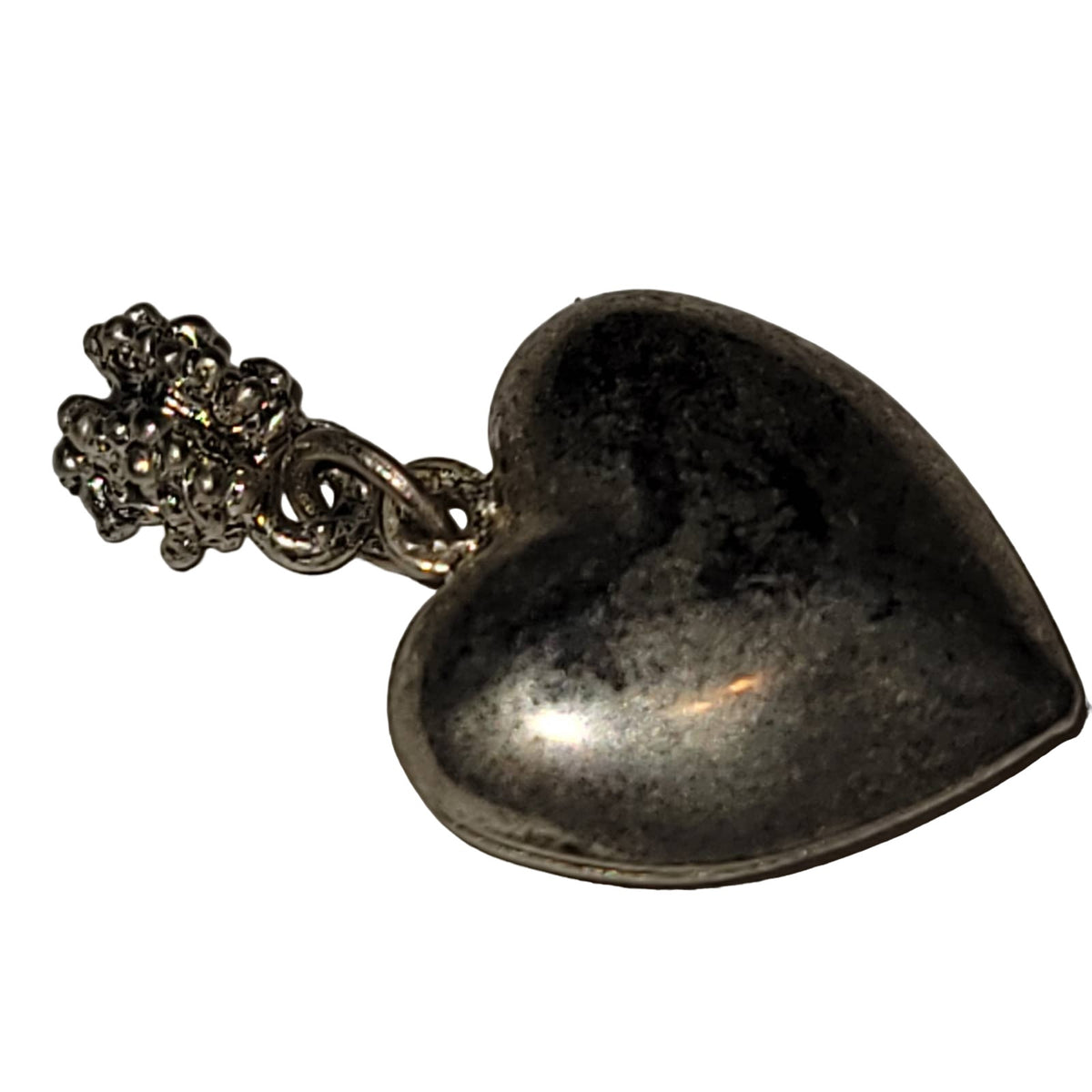Vintage Silver 3D heart charm pendant