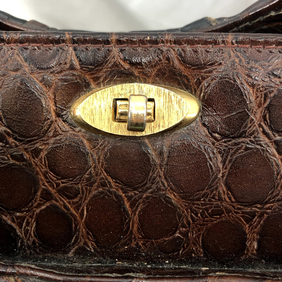 Nicholas Reich Brown Alligator Leather Purse Accordion Pocket Book Hand Bag