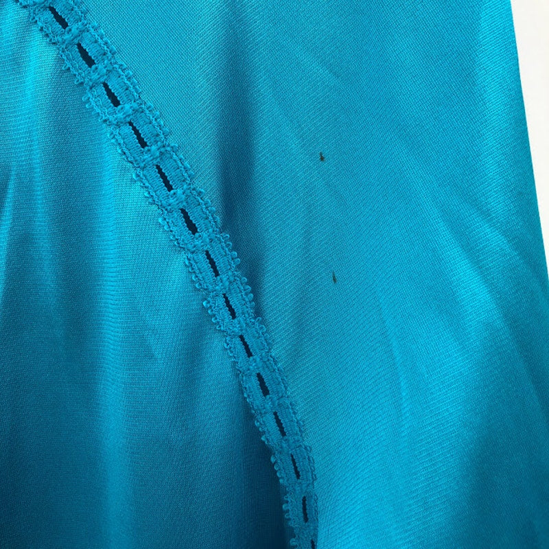 Vanity Fair Vintage blue robe nylon One Size button up 1960s midi housedress