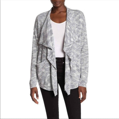ADY P Space Dye Draped Open Cardigan Sz XL/Extra Large Black & White Marl NWT