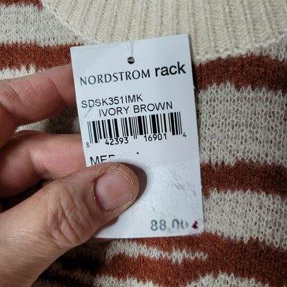 4SI3NNA Pullover Sweater Long Sleeves Crew Neck Rebecca Zebra Ivory Brown Medium