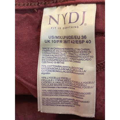 NYDJ Women's Jeans Marilyn Straight Leg Size 6 Deep Merlot Wine NWT