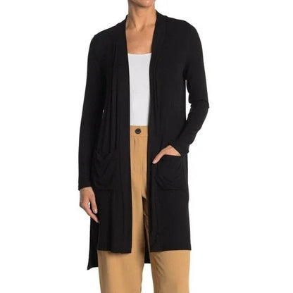 Catherine Malandrino lightweight Longline Cardigan xs Black NEW HighLow ribbed
