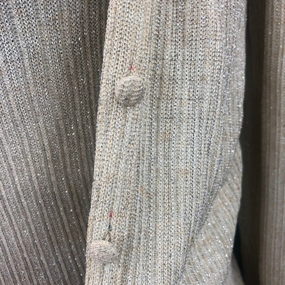VINTAGE Adelaar 60s 2 Pc. Set Sleeveless Shirt Cardigan Silver Gold Size 10