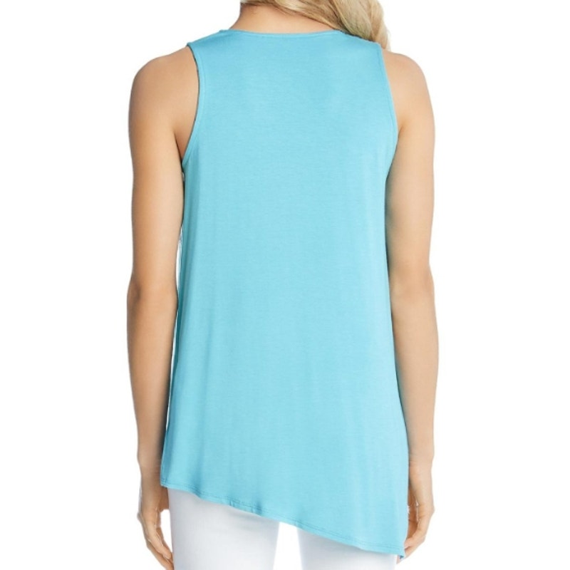 Karen Kane Sleeveless V-Neck Draped Front Tank Top Size Medium Aqua Blue NWT