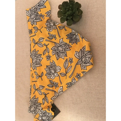 California Waves Baja Beauty Floral Ruffled Yellow Hipster Bikini Bottoms Large