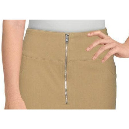 Danielle Bernstein Woven Exposed Zip-Front Bike Shorts Size 18W Black NWT