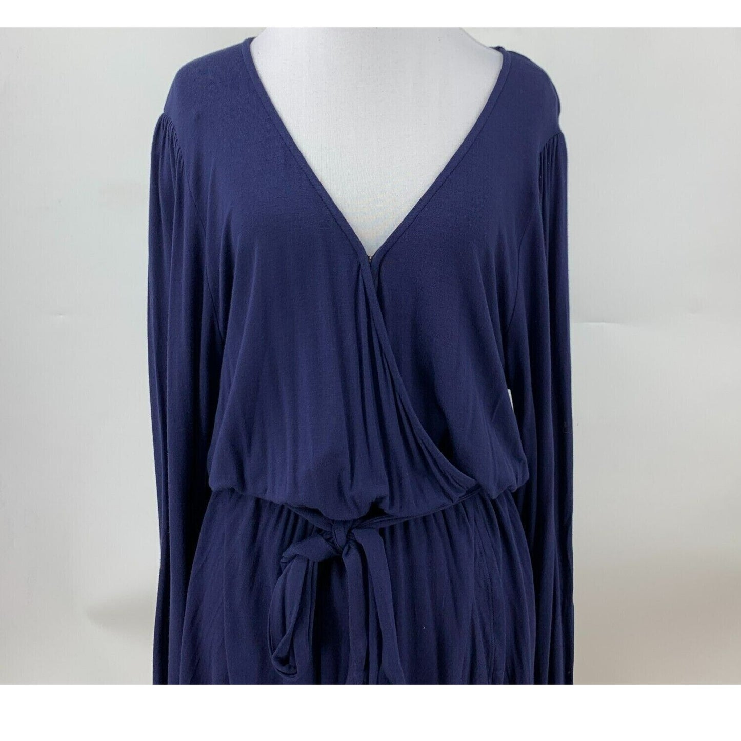 BP. Long Sleeve Faux Wrap V-Neck Dress Size XS/Extra Small Navy Blue Salute NWT