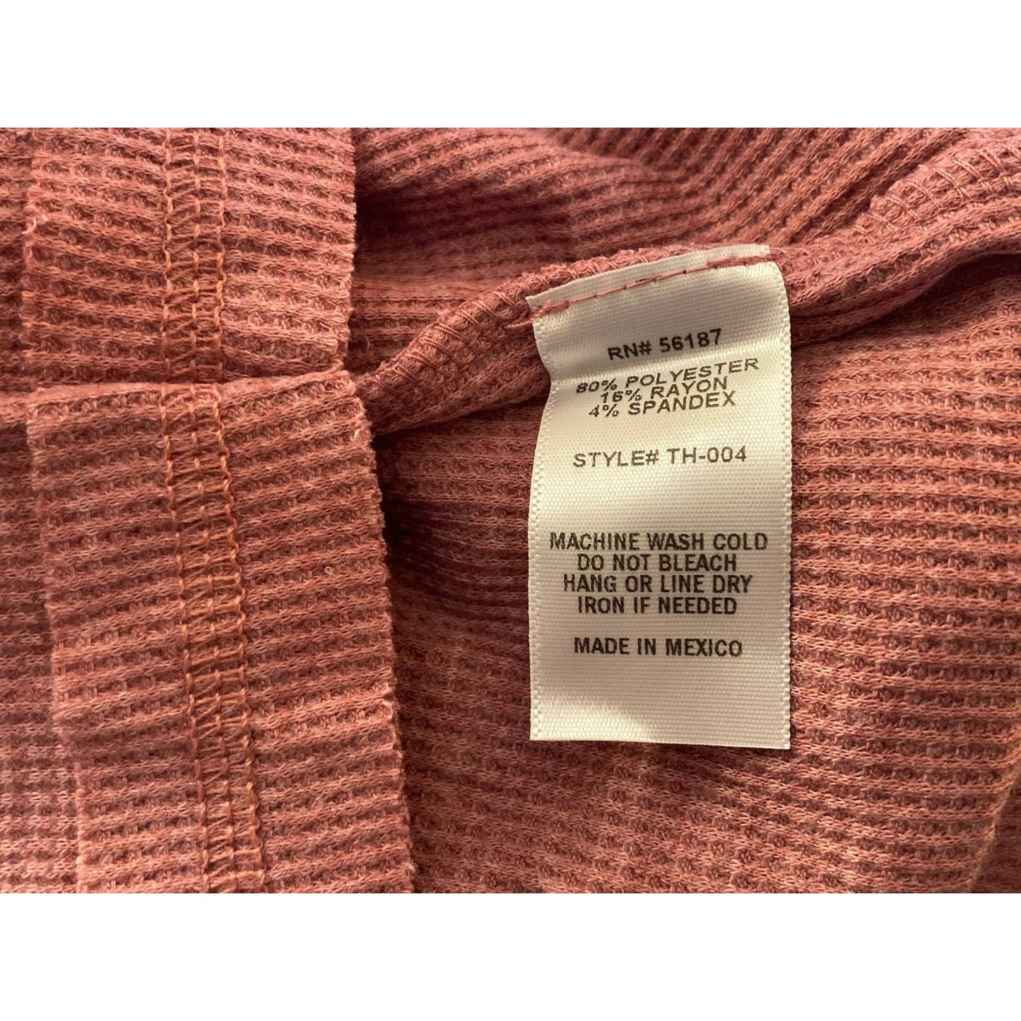 Baea Los Angeles Raw Seam Waffle Thermal Bell Sleeve Top Sz Small in Blush NWT