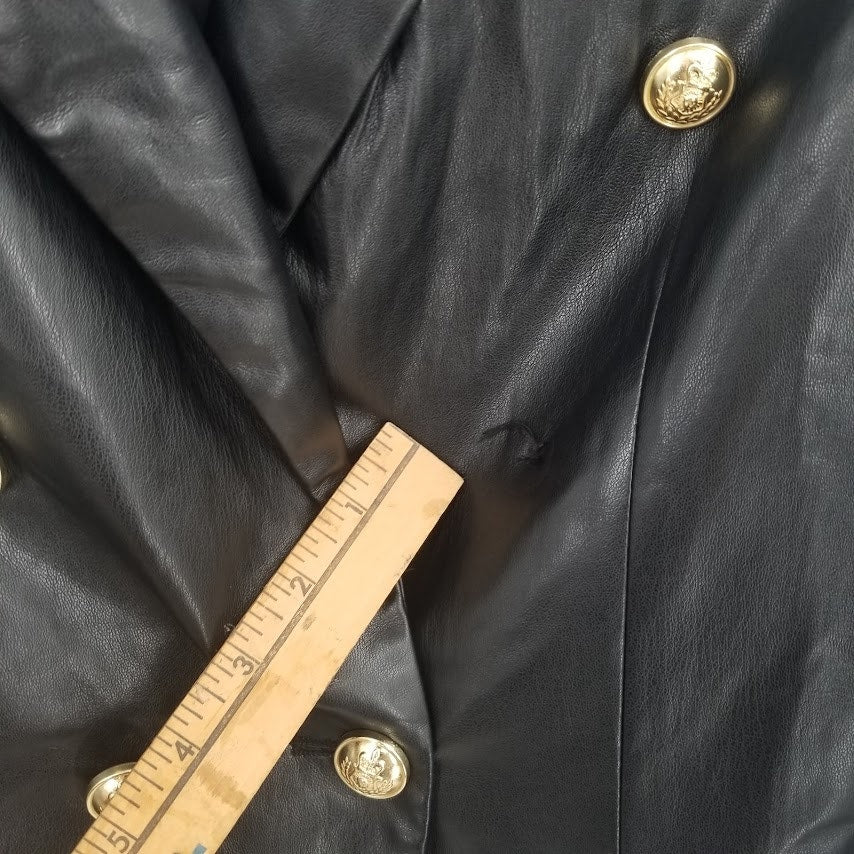 Truth by Republic Faux Black Leather Jacket Gold Buttons SOFT Coat SUPER SOFT
