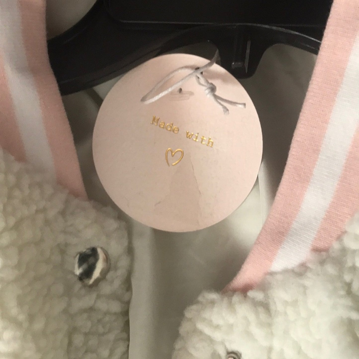 Wild Honey New Sherpa Button Down Jacket Small Junior YOUTH Cream Pink coat snap