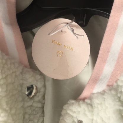 Wild Honey New Sherpa Button Down Jacket Small Junior YOUTH Cream Pink coat snap
