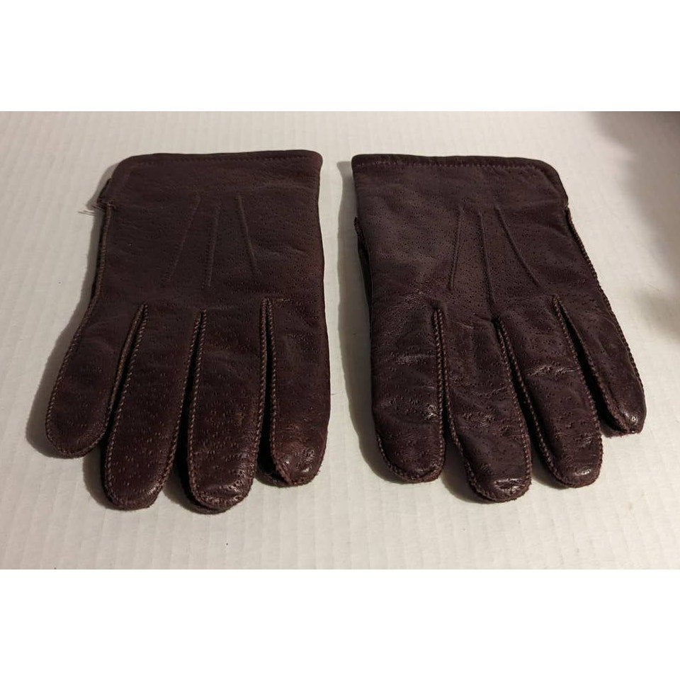 Fownes Brothers Vintage Brown Speckled Genuine Leather Gloves Lined Mens Winter