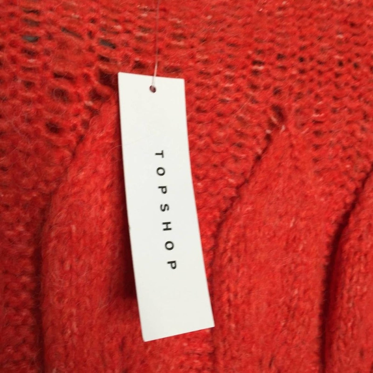 NWT Topshop Petal Pointelle Knit Pullover Sweater NEW Small RED
