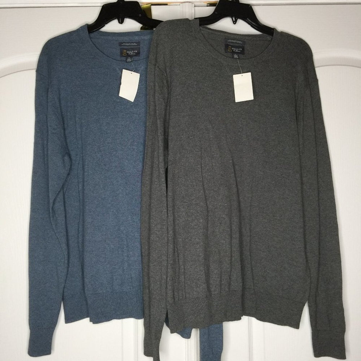 Lot of 2 Wallin & Bros Classic Crew Neck Sweater 1 blue 1 gray Size XL