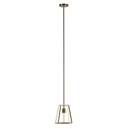 Rhom 8" Wide Open-Framed Pendant in Brass/No Shade Trapezoid