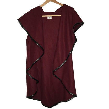 Dillard's Wool Blend Circle Cardigan Cover-up Kimono Duster Open Front Wine M/L