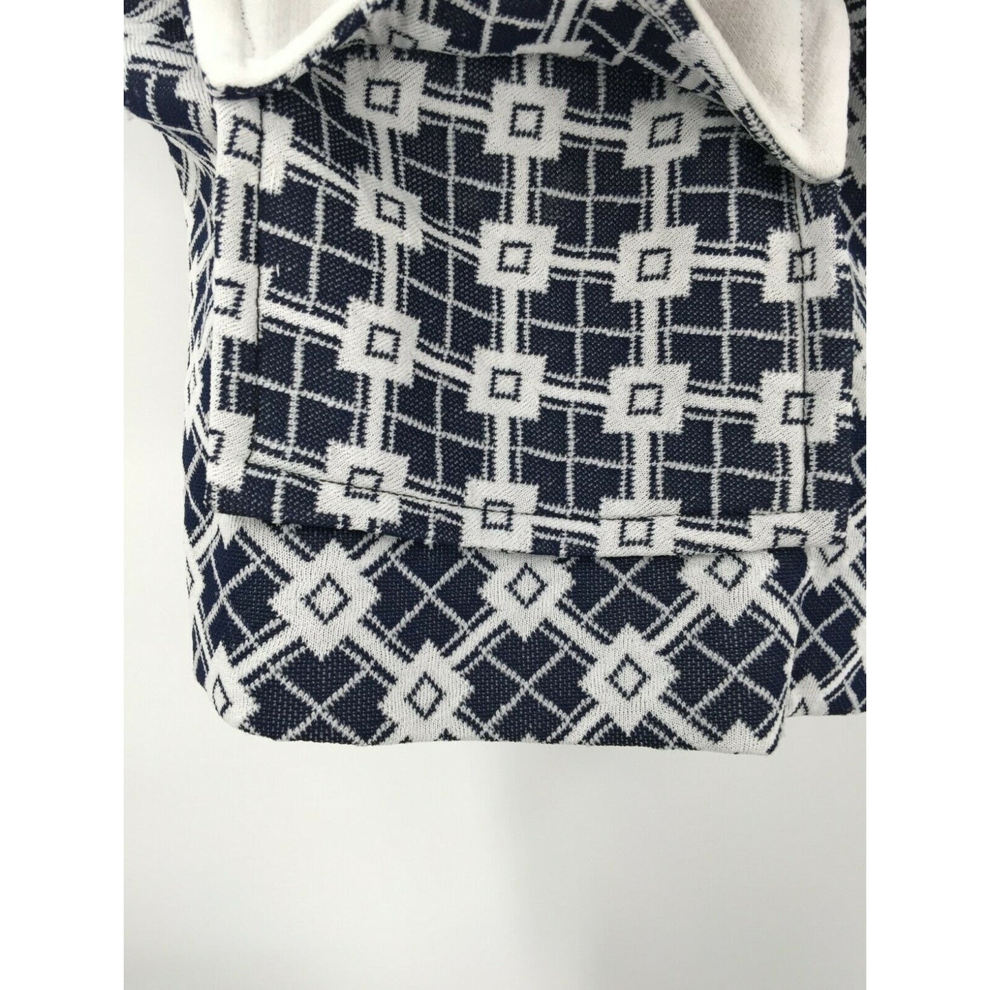 Vintage Blue White Geometric 2 Piece Pant Suit Set Top Pants 1960s 1970s LEISURE