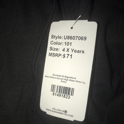 Suzanne Betro Black Wide Leg High Waisted Pants 4X
